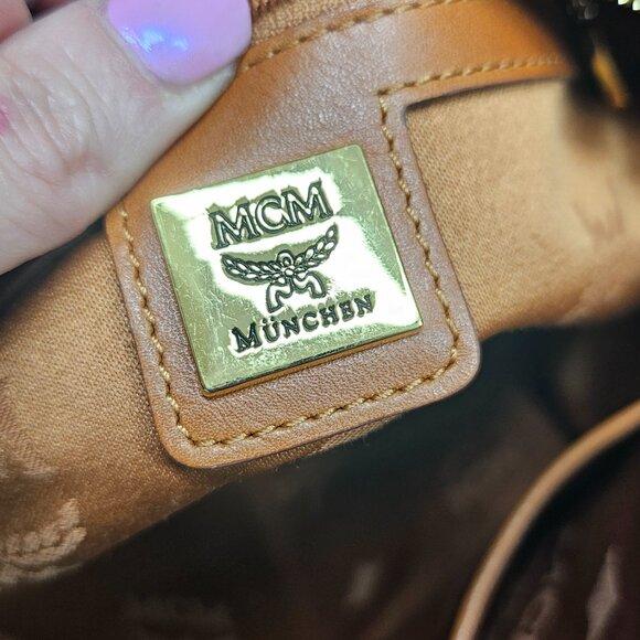 MCM Cognac Visetos Boston Satchel Bag Authentic | Medium Size | Dust Bag - Picture 6 of 10